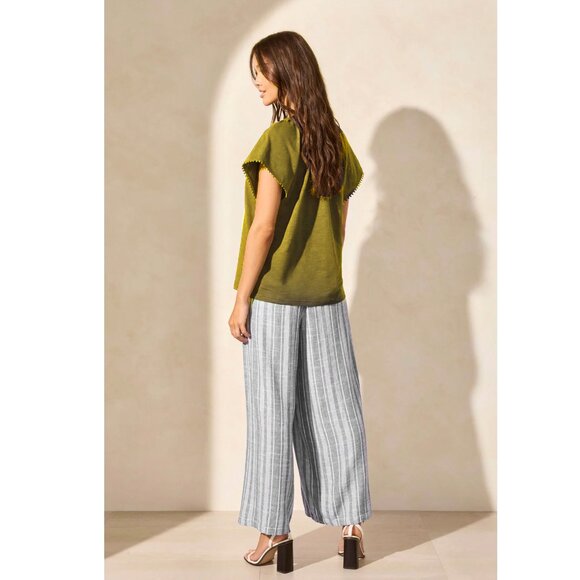 TRIBAL women's peasant tassel top in Moss Green - Picture 3 of 10